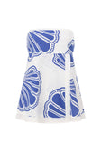 Ciera Strapless Top - Seashell Print, Blue, White