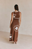Emelia V Neckline Maxi Knit Dress - Brown, White
