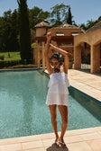White Ruffle Knit Strapless Mini Arizona Dress