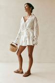 White Long Sleeve Button Collar Orazio Dress