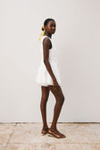 White Cotton Elastic Drawstring Muse Shorts