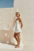 White Linen-Cotton Strappy Flouncy Jayne Top