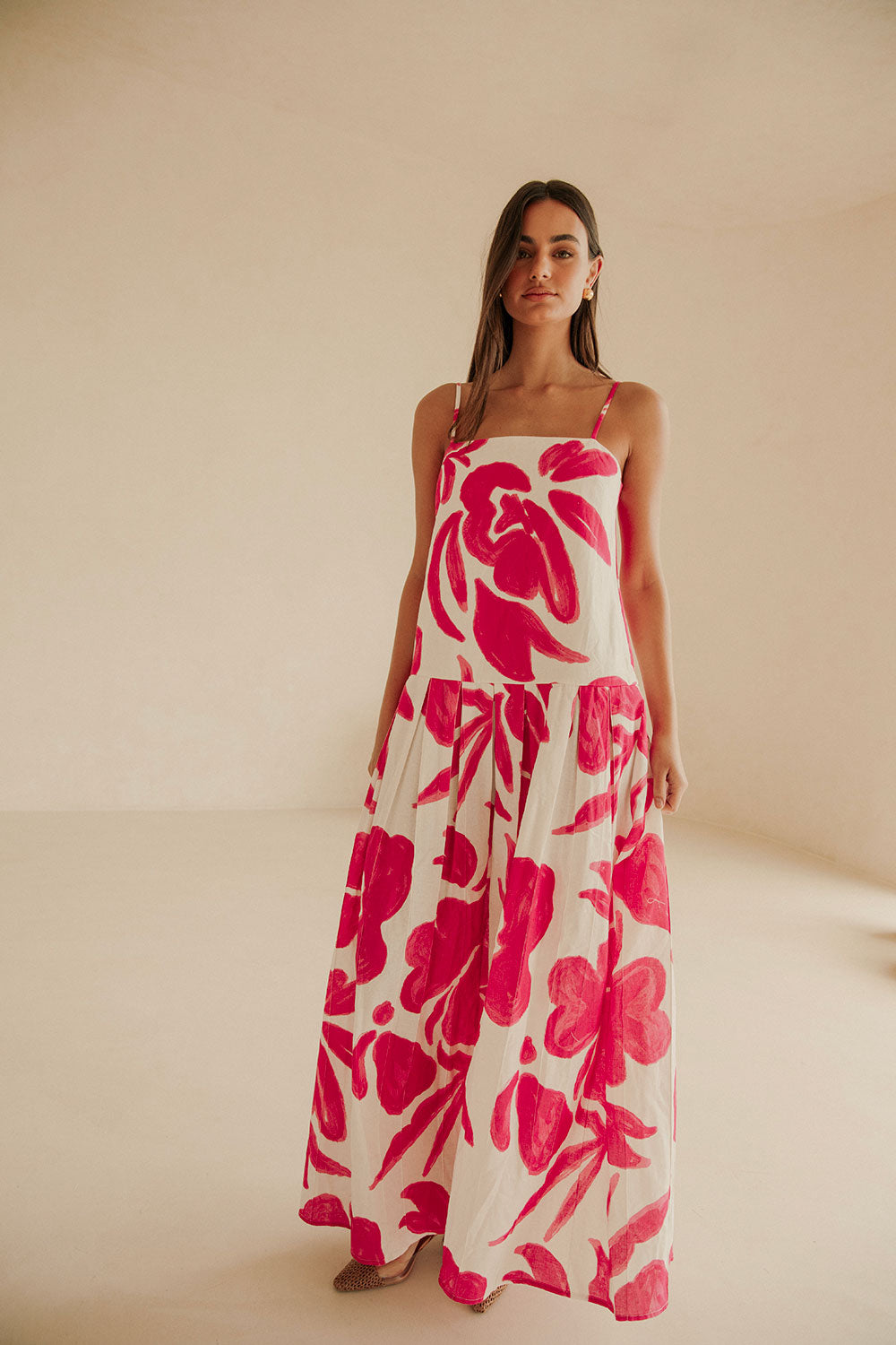 Bette Thin Strap Panelled Maxi Dress - Pink, White Ada Floral Print