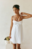 Seville Thin Strap Backless Mini Dress - White