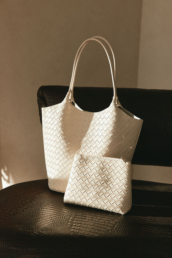Bone Woven Vegan Leather Havana Bag