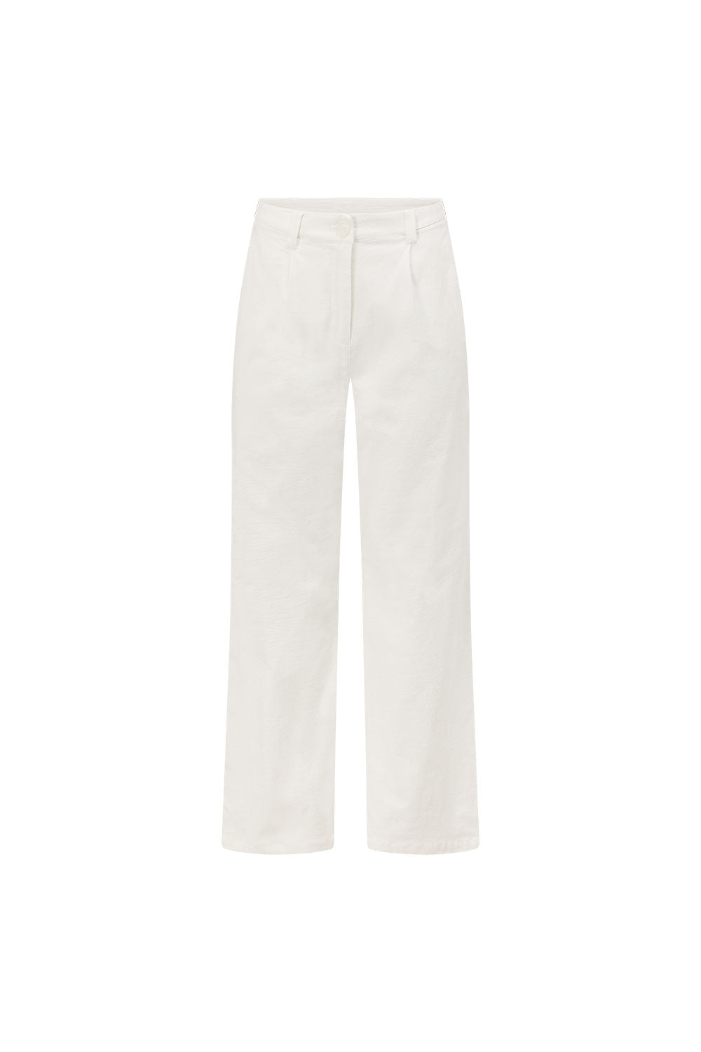White Structured High Waist Vespera Pants