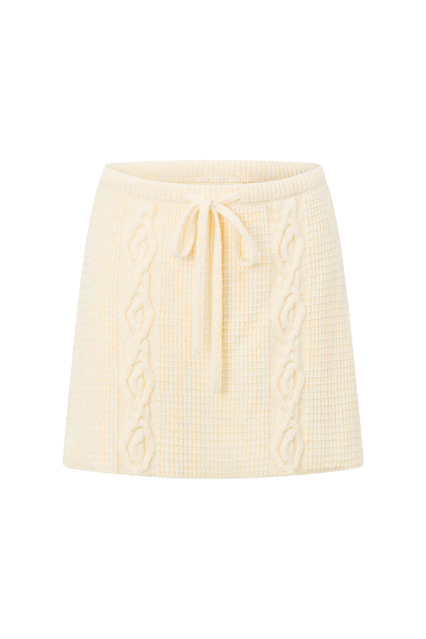 Cream Knit Drawstring Mini Nevaeh Skirt