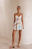 White Halcyon Print Backless Mini Strappy Amie Dress