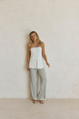 Grey Woven Ribbed High Waist Winnie Pants
