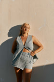 Blue Denim Wrap Mini Loralei Skort