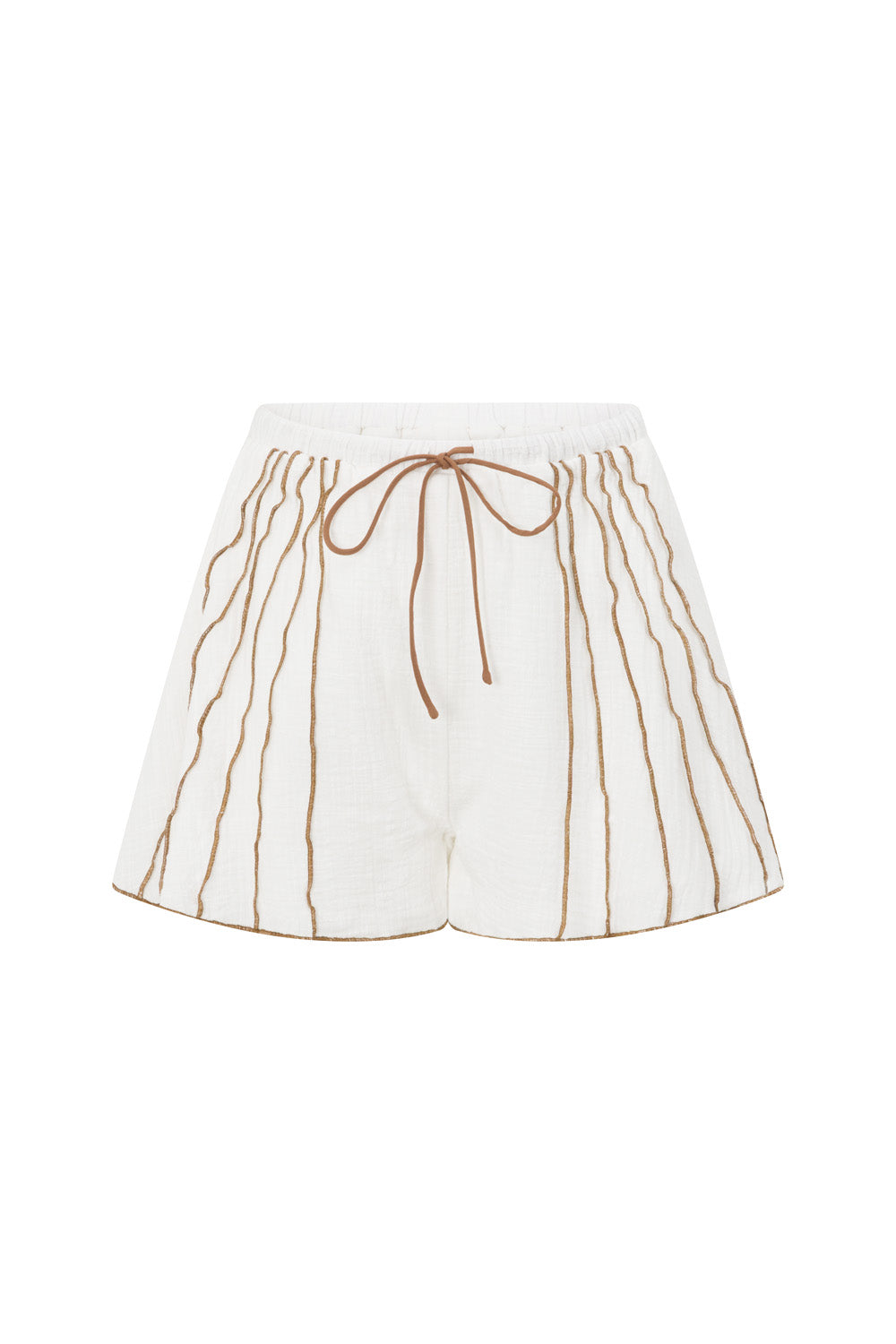 White Elastic Drawstring Frill Ciri Shorts