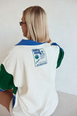 Cream and Green Terry Vintage Oversized Seoul Sweater