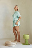 Mint Green Crochet Knit Drawsring Leah Skirt
