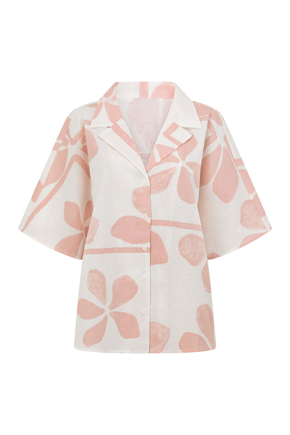 Pink Petal Patch Print Button Up Seona Top
