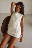 White Cotton Button Up Journey Top