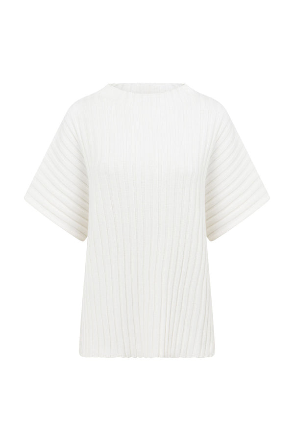 Celine Ribbed Knit Top - White