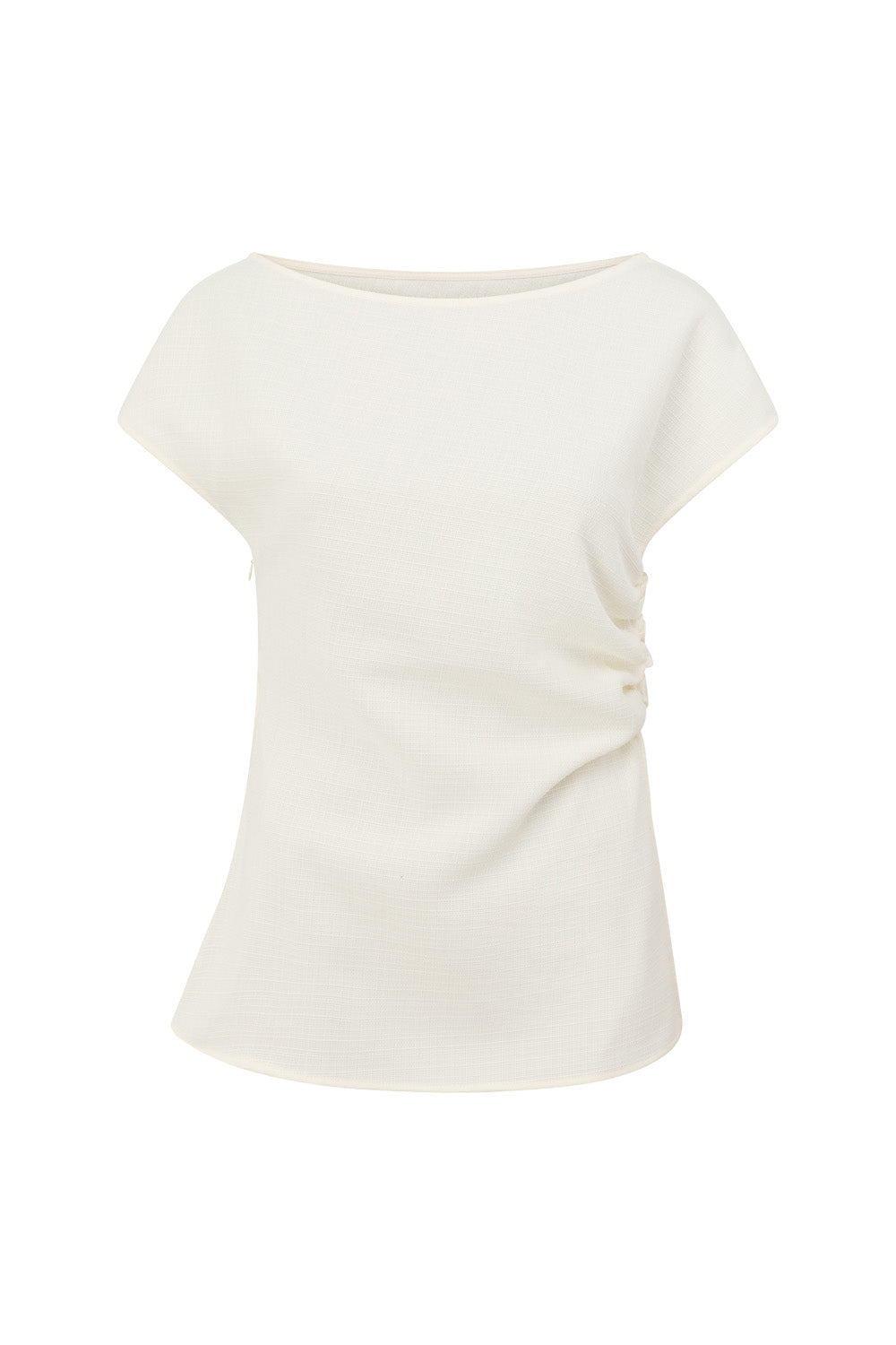 Cream Ruched Short Sleeve Zoya Top