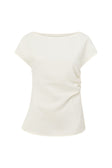 Cream Ruched Short Sleeve Zoya Top