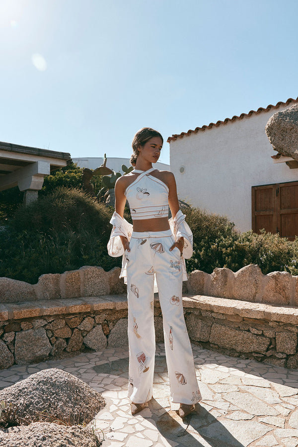 White Serenita High Waist Paradise Cove Pants