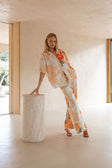 Chey Elasticated Tie Pants - Petal Scarf, Pink, White, Orange