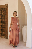 Coral Pleated Maxi Hailey Skirt