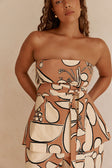 Orange Barossa Print Strapless Torquay Top