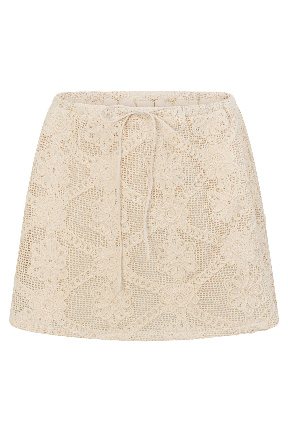 Beige Crochet Lace Mini Rosiah Skirt