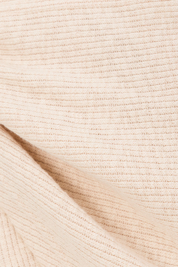 Beige Ribbed V-Neck Wrap Liora Top