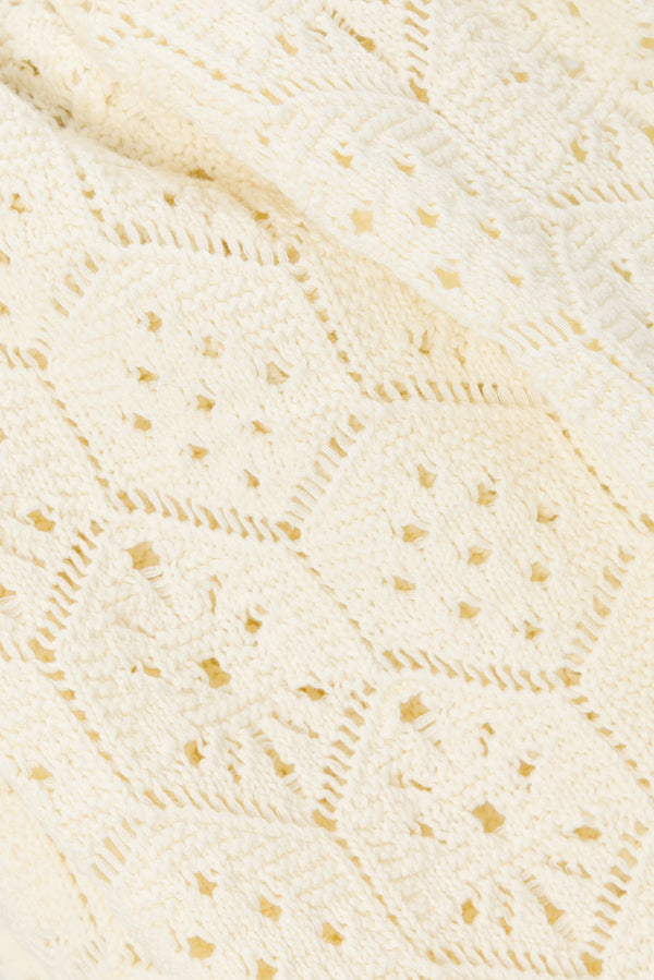 Cream Crochet Knit High Waist Umiko Pants