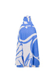 Palm Blue Print Backless Halter Mini Frances Dress