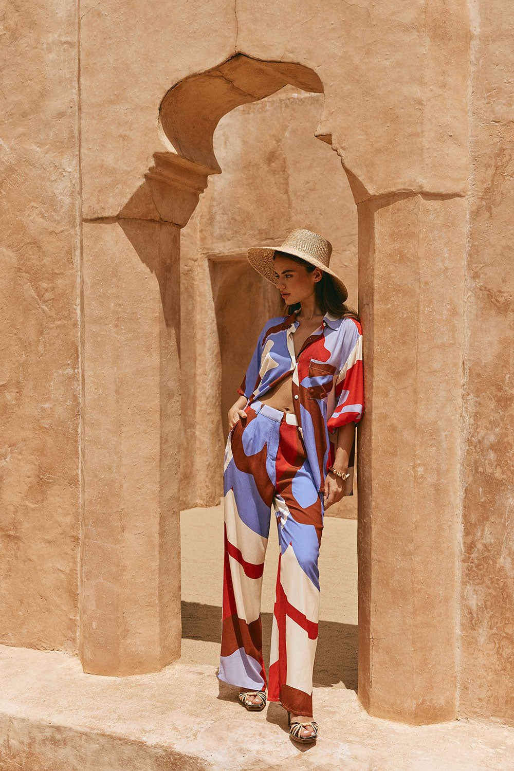 Valley Red Print Relaxed Dia Trouser Pants