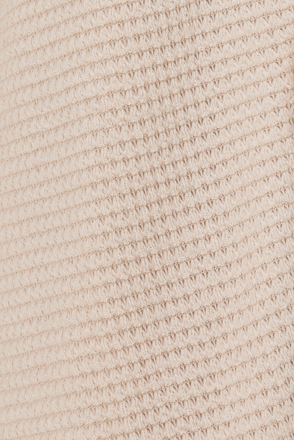 Beige High Waist Drawstring Emel Waffle Shorts