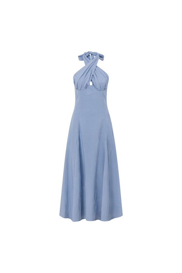 Ginevra Halterneck Maxi Dress - Blue