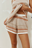 Tan and Cream Stripe Crochet Elastic Kiama Shorts