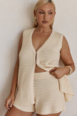 Cream Zig Zag Knit High Waist Elastic Mabel Shorts