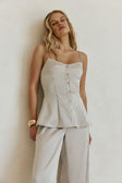 Grey Silky Button Up Strappy Lyla Top