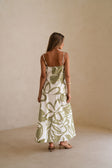 Green Paradisus Floral Print Bow Maxi Midori Dress