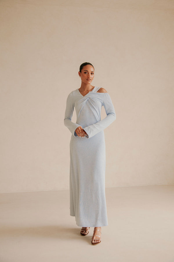Blue Long Sleeve Cutout Maxi Nyla Dress