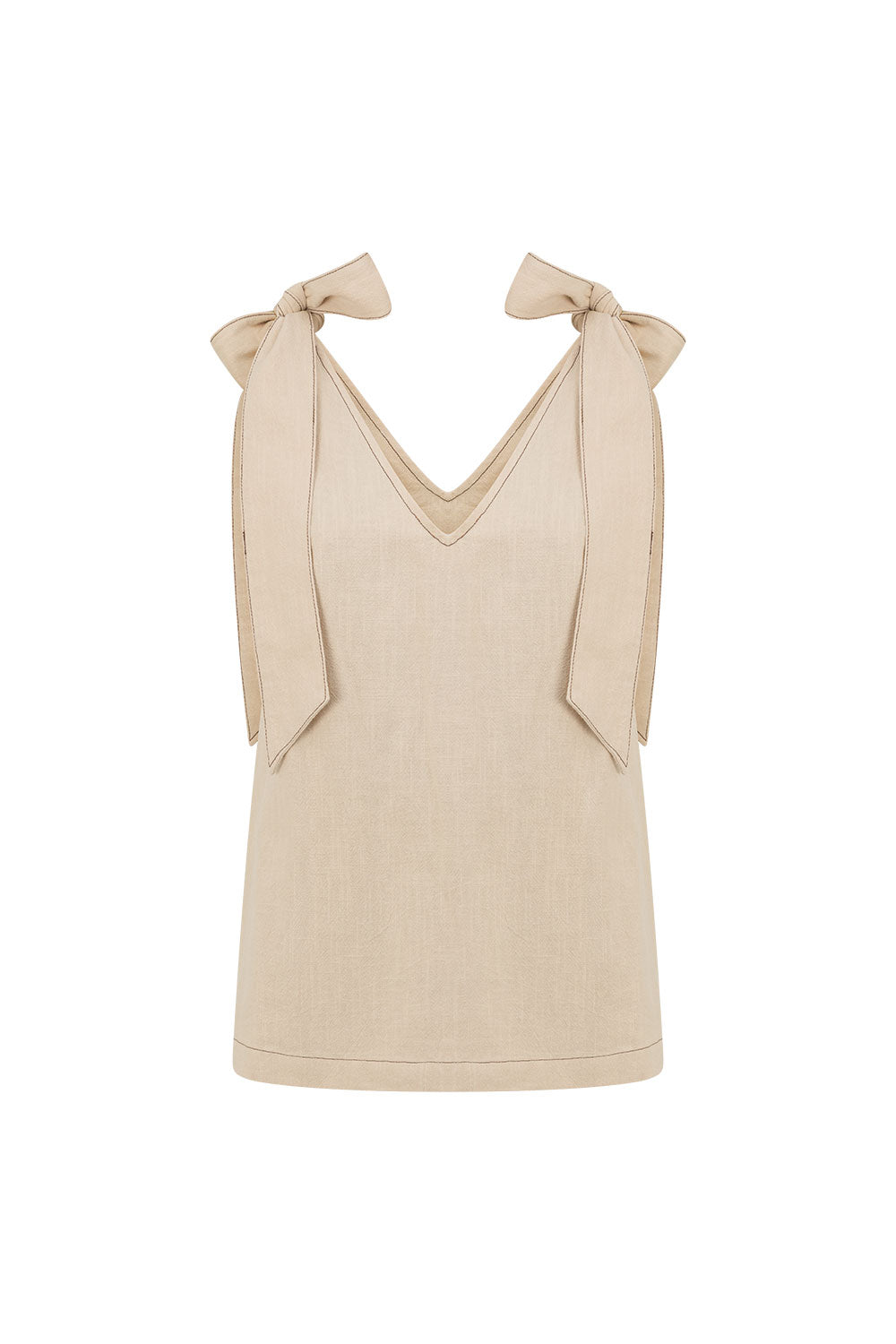 Cream V Neck Bow Elixir Dress