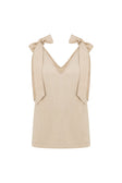 Cream V Neck Bow Elixir Dress