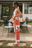 Red Voyage Print High Waist Drawstring Avalon Pants