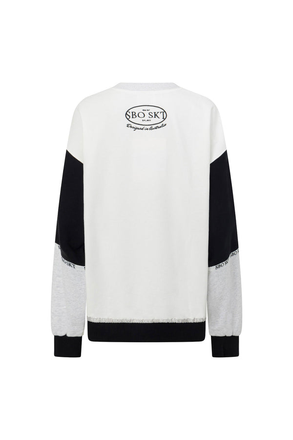 Osaka Vintage Oversized Sweater - Fleece Black White Grey