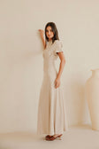 Gizelle Short Sleeve Maxi Dress - Beige