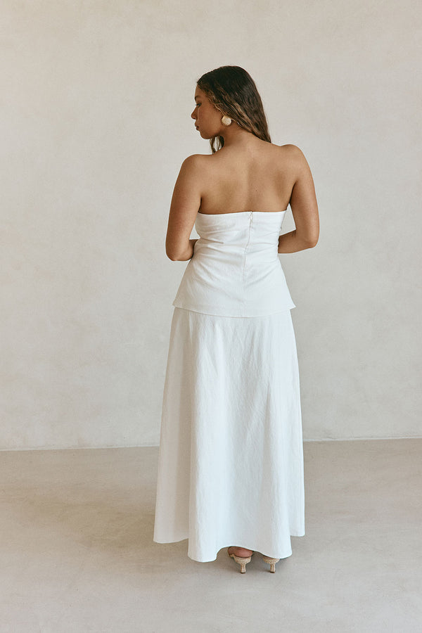 White Strapless Tie Esperanza Top