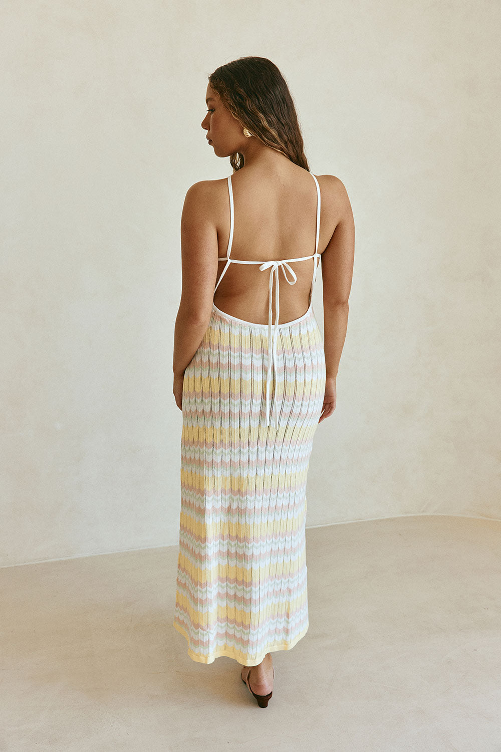 Yellow Stripe Halter Maxi Bexley Dress