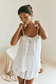 Jetta Adjustable Thin Strap Tie Top - White Plaid