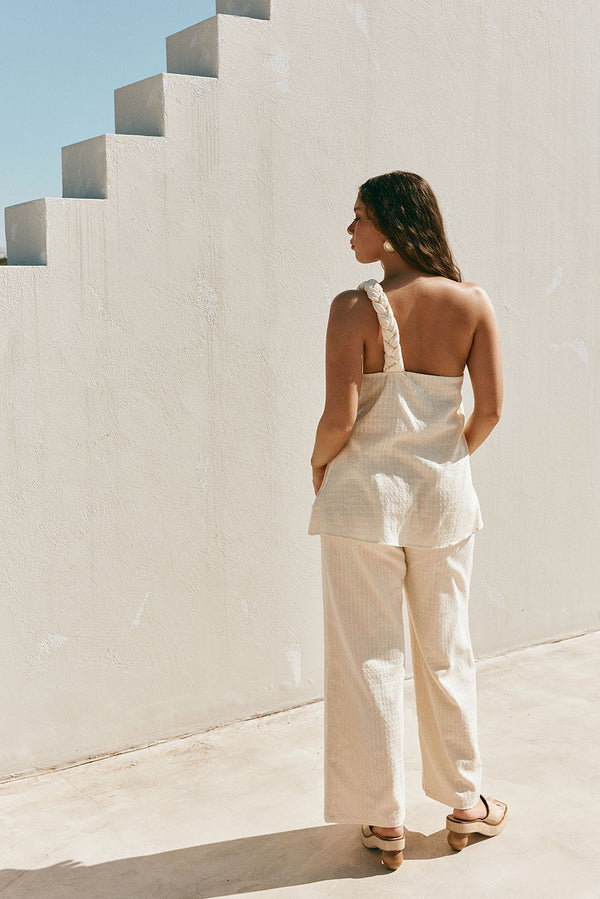 Cream One Shoulder Alabama Jumpsuit