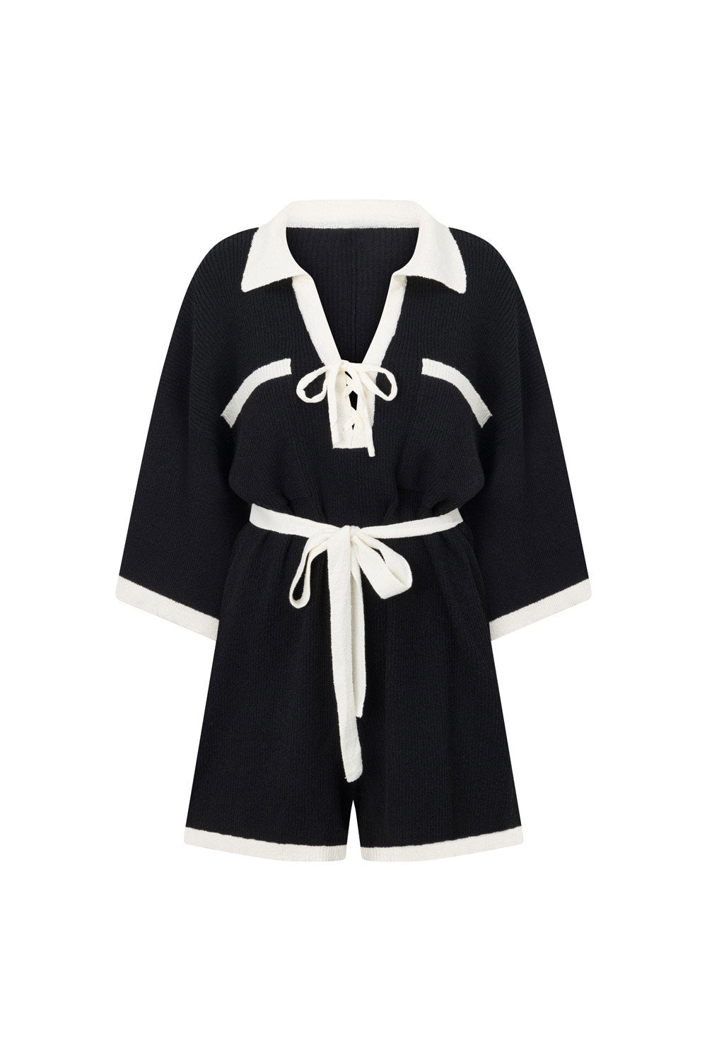 Black Collar V Neck Sammi Playsuit