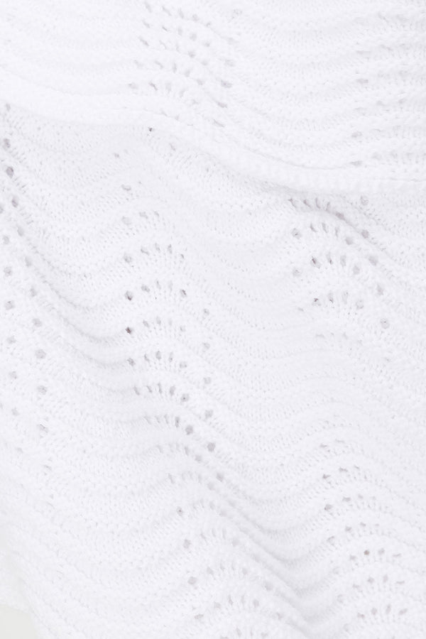 White Wave Knit Strapless Panel Kama Top