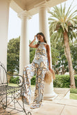 Blue Outline Floral High Waist Pocket Iras Pants